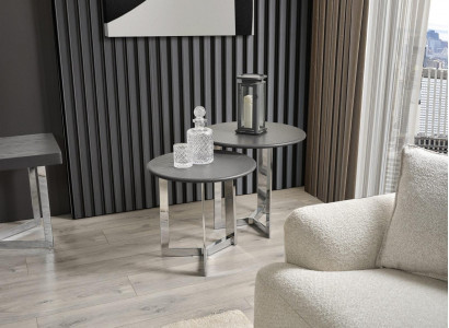 Group side table coffee table living room stainless steel silver set